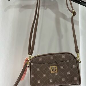 Chic Brown Patterned Crossbody Bag